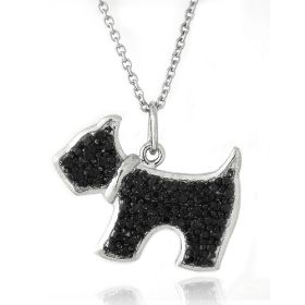 Black Diamond Accent Dog Necklace