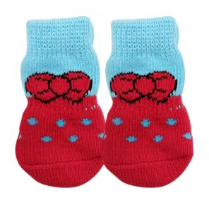 [Bow-knot] 8 Pcs Lovely Knit Dog Socks Cat Socks Pet Knitted Socks Indoor Wear