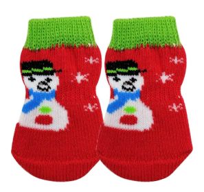 [Snowman] 8 Pcs Lovely Knit Dog Socks Cat Socks Pet Knitted Socks Indoor Wear
