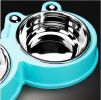 Dog Bowl Food Bowl Pet Stainless Steel Double Bowl Cat Bowl Cat Pot Feeders Blue