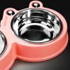 Dog Bowl Food Bowl Pet Stainless Steel Double Bowl Cat Bowl Cat Feeders Pink