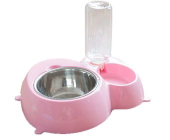 Dog Food Bowl Pet Bowl Dog Feeders Automatic Water Supply Feeding Bowls Pink