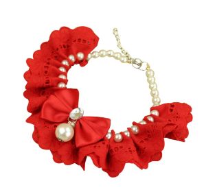 Pet Necklace Pet Cat And Dog Bell Bow Tie Accessories [Pearl Style-11]