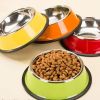 Stainless Steel Outdoors/Travel Dog Bowl Feeding Tray Cat Food Bowl, Red