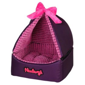 Skin Soft and Warm Pet House Dog Cat Pet Bed Puppy sofa, Purple Bowknot 30CM
