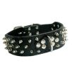 Adjustable PU Leather Spiked Studded Dog Collar Pet Collar(16~19 In, Black)
