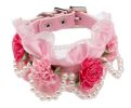 Lace Trimming Beads Decorated Adjustable Collar PINK(Fit 26~32cm neck)