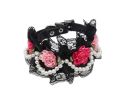 Lace Trimming Beads Decorated Adjustable Collar BLACK(Fit 26~32cm neck)