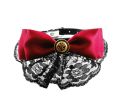 Lace Trimming Bownot Decorated Adjustable Collar RED(Fit 27~31cm neck)