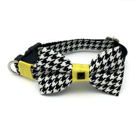 Dog Collar & Bow Tie Set (Design: Yellow Houndstooth)